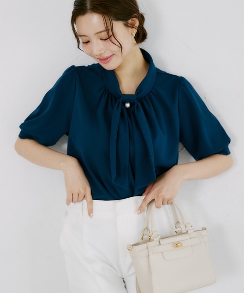 tocco closet（トッコ　クローゼット）の「【ZOZO限定】カットジョーゼットタイブラウス（シャツ/ブラウス・レディース・ブルーグリーン/オフホワイト・M）」の12枚目の写真