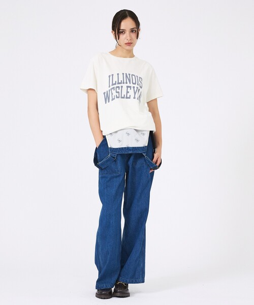 REMI RELIEF(レミレリーフ)の「【REMI RELIEF / レミレリーフ】SP加工/ロゴT/ILLINOIS WESLEYAN(Tシャツ/カットソー・レディース・ライトブルー/ホワイト/ブラック/グレー・フリー)」の5枚目の写真