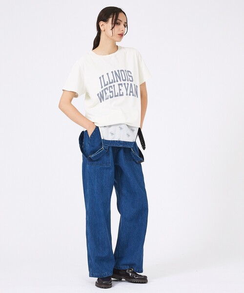 REMI RELIEF(レミレリーフ)の「【REMI RELIEF / レミレリーフ】SP加工/ロゴT/ILLINOIS WESLEYAN(Tシャツ/カットソー・レディース・ライトブルー/ホワイト/ブラック/グレー・フリー)」の6枚目の写真