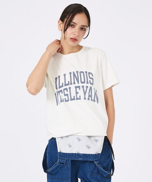 REMI RELIEF(レミレリーフ)の「【REMI RELIEF / レミレリーフ】SP加工/ロゴT/ILLINOIS WESLEYAN(Tシャツ/カットソー・レディース・ライトブルー/ホワイト/ブラック/グレー・フリー)」の7枚目の写真