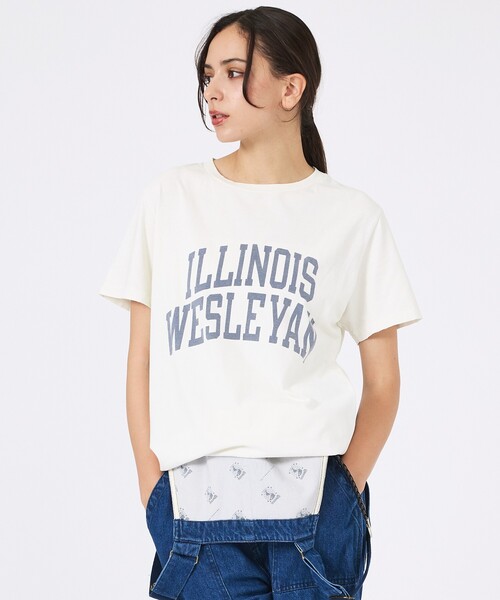 REMI RELIEF(レミレリーフ)の「【REMI RELIEF / レミレリーフ】SP加工/ロゴT/ILLINOIS WESLEYAN(Tシャツ/カットソー・レディース・ライトブルー/ホワイト/ブラック/グレー・フリー)」の8枚目の写真