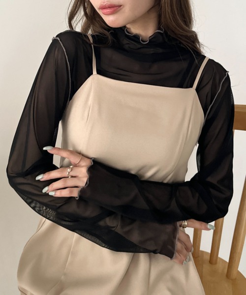 CLEA(クレア)の「パイイングシアーネックトップス(Tシャツ/カットソー・レディース・ブラック/アイボリー/オレンジ/グレー/ブラウン・FREE)」の15枚目の写真