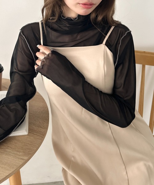 CLEA(クレア)の「パイイングシアーネックトップス(Tシャツ/カットソー・レディース・ブラック/アイボリー/オレンジ/グレー/ブラウン・FREE)」の17枚目の写真