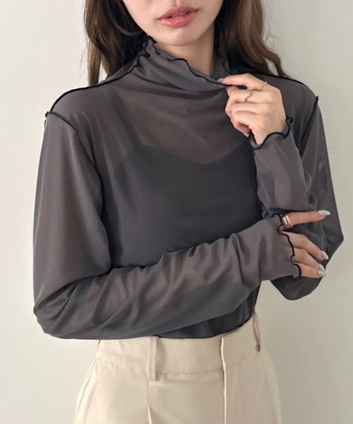 CLEA(クレア)の「パイイングシアーネックトップス(Tシャツ/カットソー・レディース・ブラック/アイボリー/オレンジ/グレー/ブラウン・FREE)」の19枚目の写真