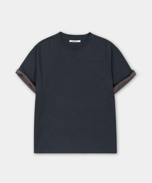EXCONTAINER(エックスコンテナ)の「スリーブレイヤードクロップハーフTシャツ (ネイビー)(Tシャツ/カットソー・メンズ・その他・MEDIUM/LARGE/X-LARGE)」の2枚目の写真