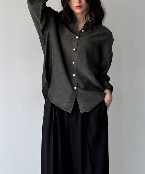 junoah（ジュノア）の「薄手ボウタイデニムシャツ（シャツ/ブラウス・レディース・ブルー/ブラック・SMALL/LARGE/MEDIUM）」の11枚目の写真
