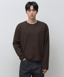 レギュラーロングスリーブクロップTシャツ[ダークブラウン]