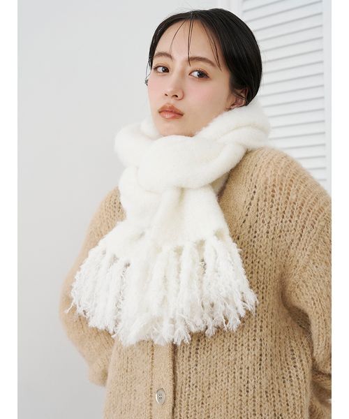 SNIDEL（スナイデル）の「ニットマフラー（マフラー・レディース・ピンク/アイボリー/イエロー/グレー・F）」の12枚目の写真
