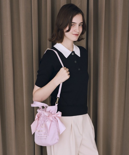 Maison de FLEUR(メゾンドフルール)の「ダブルリボン2Wayトートバッグ(トートバッグ・レディース・ブラック/ピンク/ピンク系その他2・FREE)」の2枚目の写真