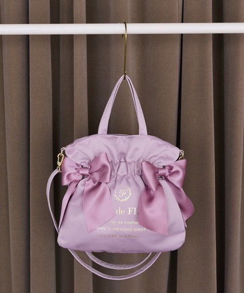 Maison de FLEUR(メゾンドフルール)の「ダブルリボン2Wayトートバッグ(トートバッグ・レディース・ブラック/ピンク/ピンク系その他2・FREE)」の3枚目の写真