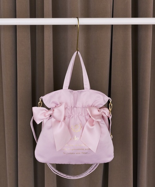 Maison de FLEUR(メゾンドフルール)の「ダブルリボン2Wayトートバッグ(トートバッグ・レディース・ブラック/ピンク/ピンク系その他2・FREE)」の5枚目の写真