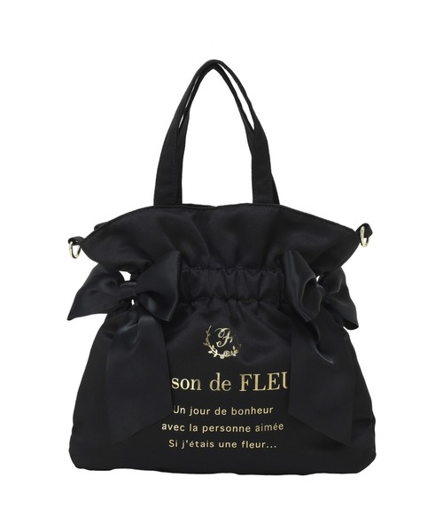 Maison de FLEUR(メゾンドフルール)の「ダブルリボン2Wayトートバッグ(トートバッグ・レディース・ブラック/ピンク/ピンク系その他2・FREE)」の9枚目の写真