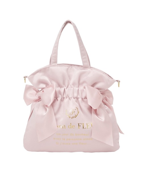 Maison de FLEUR(メゾンドフルール)の「ダブルリボン2Wayトートバッグ(トートバッグ・レディース・ブラック/ピンク/ピンク系その他2・FREE)」の8枚目の写真