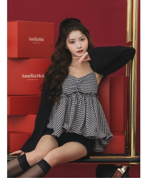 AmeliaMoi（アメリアモワ）の「Houndstoothボリュームアンサンブル（アンサンブル・レディース・ブラック/ブラウン/グレー・FREE）」の10枚目の写真
