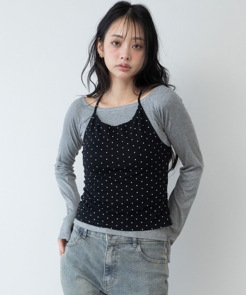 3.3 Field Trip (3.3フィールドトリップ)の「3.3 Field Trip/ホルターネックデザインレイヤードロングスリーブ(Tシャツ/カットソー・レディース・グレー×サックスブルー/ブラック×グレー・FREE)」の2枚目の写真