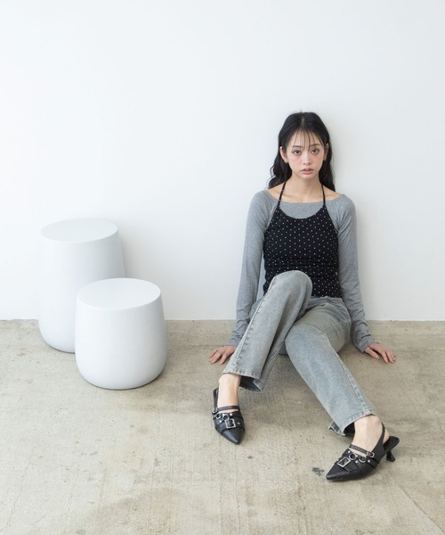 3.3 Field Trip (3.3フィールドトリップ)の「3.3 Field Trip/ホルターネックデザインレイヤードロングスリーブ(Tシャツ/カットソー・レディース・グレー×サックスブルー/ブラック×グレー・FREE)」の3枚目の写真