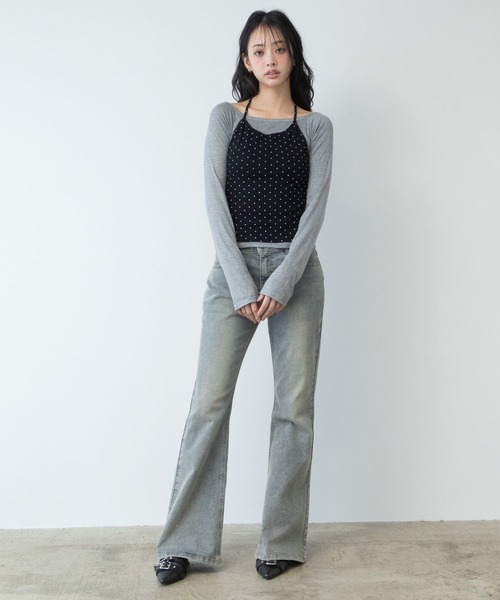3.3 Field Trip (3.3フィールドトリップ)の「3.3 Field Trip/ホルターネックデザインレイヤードロングスリーブ(Tシャツ/カットソー・レディース・グレー×サックスブルー/ブラック×グレー・FREE)」の5枚目の写真