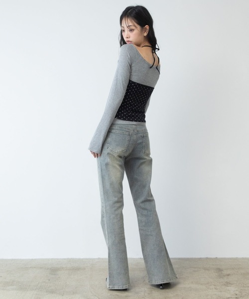 3.3 Field Trip (3.3フィールドトリップ)の「3.3 Field Trip/ホルターネックデザインレイヤードロングスリーブ(Tシャツ/カットソー・レディース・グレー×サックスブルー/ブラック×グレー・FREE)」の8枚目の写真