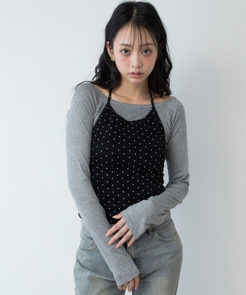 3.3 Field Trip (3.3フィールドトリップ)の「3.3 Field Trip/ホルターネックデザインレイヤードロングスリーブ(Tシャツ/カットソー・レディース・グレー×サックスブルー/ブラック×グレー・FREE)」の9枚目の写真