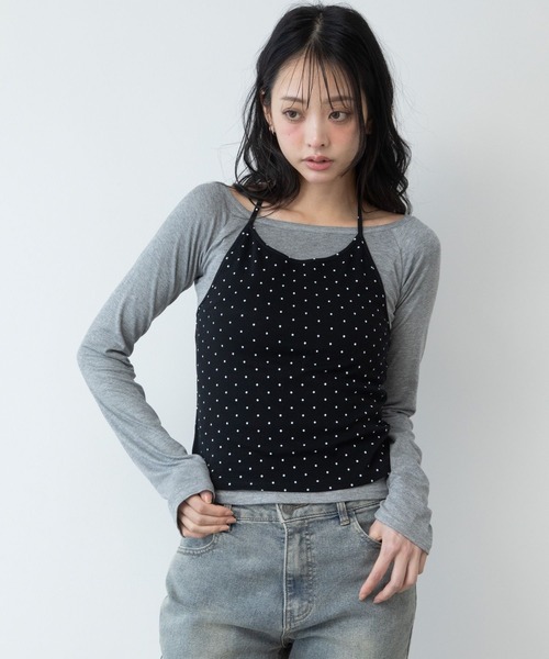 3.3 Field Trip (3.3フィールドトリップ)の「3.3 Field Trip/ホルターネックデザインレイヤードロングスリーブ(Tシャツ/カットソー・レディース・グレー×サックスブルー/ブラック×グレー・FREE)」の11枚目の写真