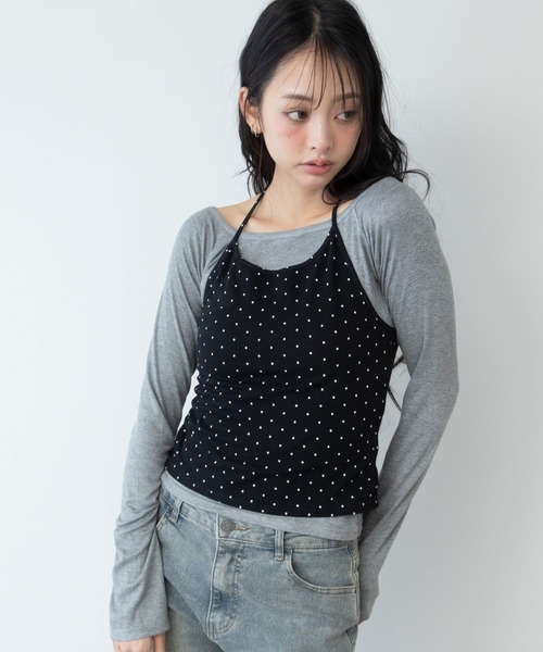 3.3 Field Trip (3.3フィールドトリップ)の「3.3 Field Trip/ホルターネックデザインレイヤードロングスリーブ(Tシャツ/カットソー・レディース・グレー×サックスブルー/ブラック×グレー・FREE)」の12枚目の写真