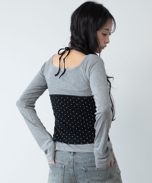 3.3 Field Trip (3.3フィールドトリップ)の「3.3 Field Trip/ホルターネックデザインレイヤードロングスリーブ(Tシャツ/カットソー・レディース・グレー×サックスブルー/ブラック×グレー・FREE)」の14枚目の写真