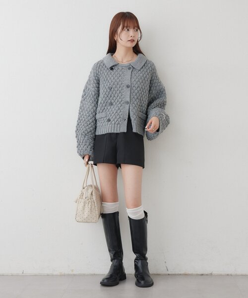 mystic（ミスティック）の「【BRN／WEB限定カラー】ぽこぽこダブルボタンカーディガン（カーディガン/ボレロ・レディース・ミント/レッド/オフホワイト/グレー/ブラウン・FREE）」の9枚目の写真
