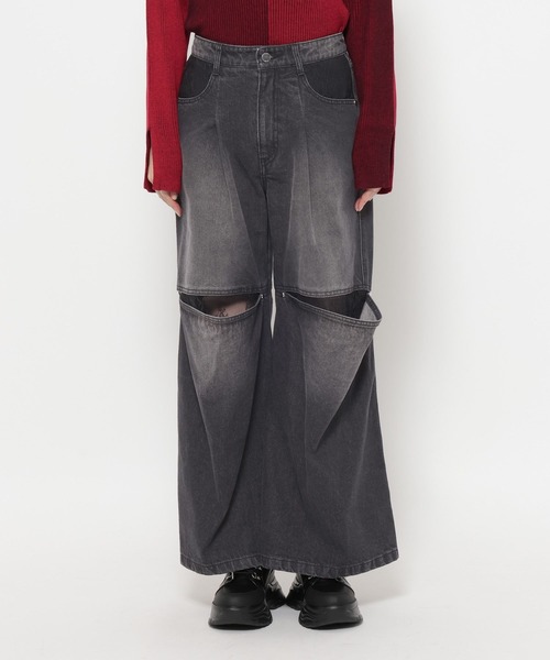 HARE(ハレ)の「LACEカットアウトデニム(HARE)(デニムパンツ・レディース・グレー/ブラック・FREE)」の15枚目の写真