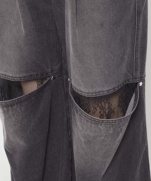 HARE(ハレ)の「LACEカットアウトデニム(HARE)(デニムパンツ・レディース・グレー/ブラック・FREE)」の20枚目の写真