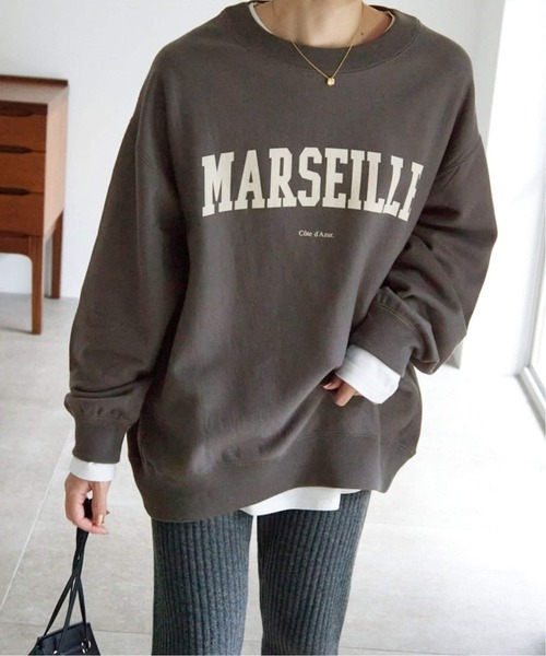SLOBE IENA(スローブイエナ)の「《WEB限定/追加》MARSEILLEロゴスウェット(スウェット・レディース・チャコールグレー/アイボリー/グレー・FREE)」の1枚目の写真