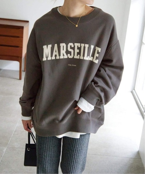 SLOBE IENA(スローブイエナ)の「《WEB限定/追加》MARSEILLEロゴスウェット(スウェット・レディース・チャコールグレー/アイボリー/グレー・FREE)」の10枚目の写真