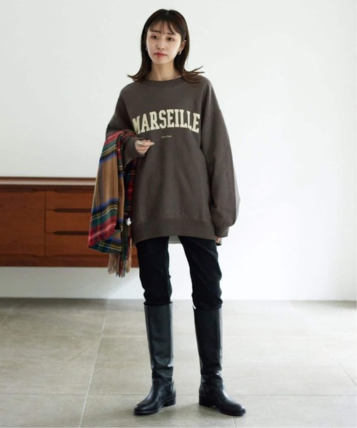 SLOBE IENA(スローブイエナ)の「《WEB限定/追加》MARSEILLEロゴスウェット(スウェット・レディース・チャコールグレー/アイボリー/グレー・FREE)」の16枚目の写真