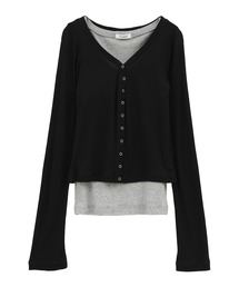 【CLANE/クラネ】CURVED NECK LAYERED SET TOPS/カーブネックレイヤードセットトップス