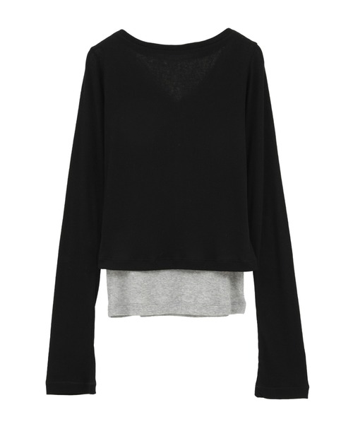 CLANE(クラネ)の「【CLANE/クラネ】CURVED NECK LAYERED SET TOPS/カーブネックレイヤードセットトップス(Tシャツ/カットソー・レディース・ホワイト/ブラック/ピンク・1)」の4枚目の写真