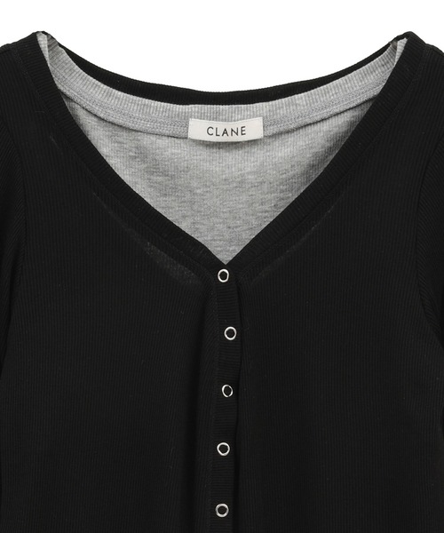 CLANE(クラネ)の「【CLANE/クラネ】CURVED NECK LAYERED SET TOPS/カーブネックレイヤードセットトップス(Tシャツ/カットソー・レディース・ホワイト/ブラック/ピンク・1)」の5枚目の写真