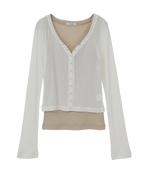 CLANE(クラネ)の「【CLANE/クラネ】CURVED NECK LAYERED SET TOPS/カーブネックレイヤードセットトップス(Tシャツ/カットソー・レディース・ホワイト/ブラック/ピンク・1)」の13枚目の写真
