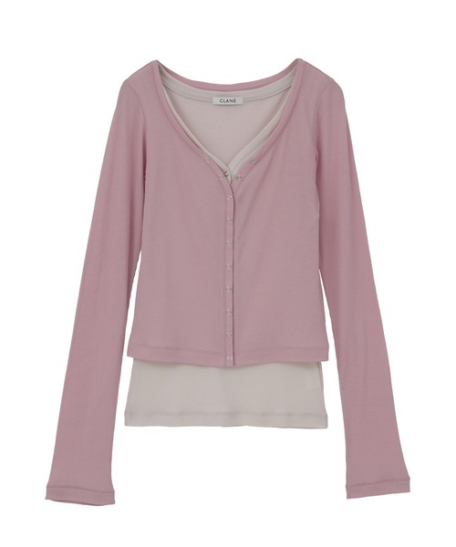 CLANE(クラネ)の「【CLANE/クラネ】CURVED NECK LAYERED SET TOPS/カーブネックレイヤードセットトップス(Tシャツ/カットソー・レディース・ホワイト/ブラック/ピンク・1)」の17枚目の写真