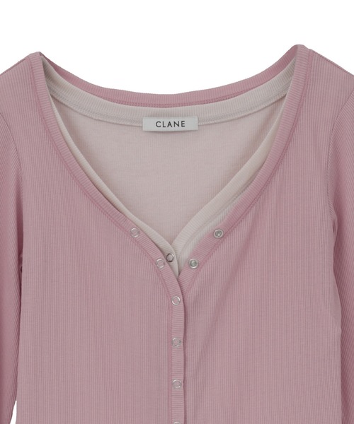 CLANE(クラネ)の「【CLANE/クラネ】CURVED NECK LAYERED SET TOPS/カーブネックレイヤードセットトップス(Tシャツ/カットソー・レディース・ホワイト/ブラック/ピンク・1)」の19枚目の写真