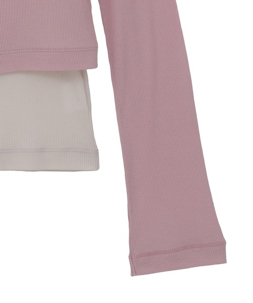 CLANE(クラネ)の「【CLANE/クラネ】CURVED NECK LAYERED SET TOPS/カーブネックレイヤードセットトップス(Tシャツ/カットソー・レディース・ホワイト/ブラック/ピンク・1)」の20枚目の写真