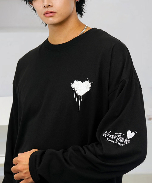 Ammie(アミー)の「ワイドシルエット ワンポイント刺繍 長袖Tシャツ(Tシャツ/カットソー・メンズ・ブラック系その他/ホワイト系その他4/ブラック系その他2/ブラック系1/ブラック系2・M/L)」の8枚目の写真
