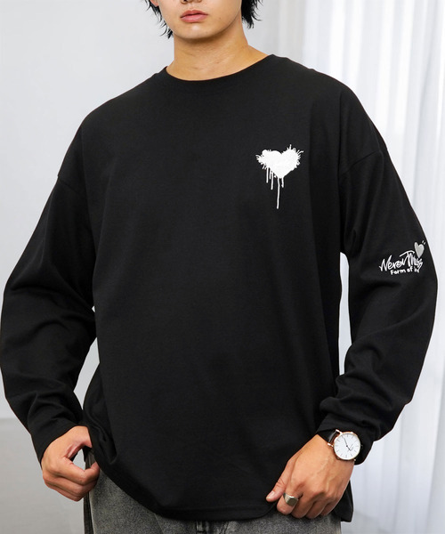 Ammie(アミー)の「ワイドシルエット ワンポイント刺繍 長袖Tシャツ(Tシャツ/カットソー・メンズ・ブラック系その他/ホワイト系その他4/ブラック系その他2/ブラック系1/ブラック系2・M/L)」の10枚目の写真
