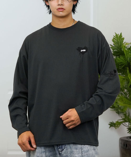Ammie(アミー)の「ワイドシルエット ワンポイント刺繍 長袖Tシャツ(Tシャツ/カットソー・メンズ・ブラック系その他/ホワイト系その他4/ブラック系その他2/ブラック系1/ブラック系2・M/L)」の12枚目の写真