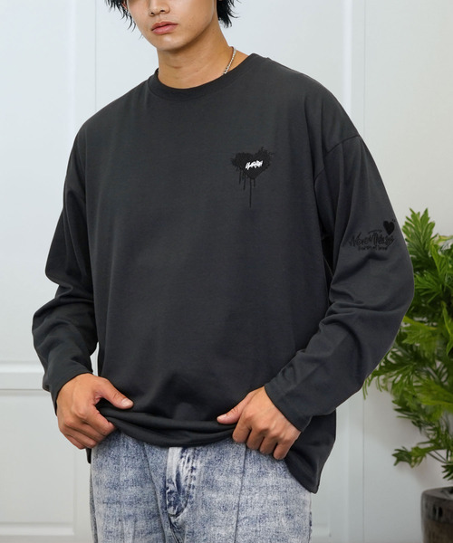 Ammie(アミー)の「ワイドシルエット ワンポイント刺繍 長袖Tシャツ(Tシャツ/カットソー・メンズ・ブラック系その他/ホワイト系その他4/ブラック系その他2/ブラック系1/ブラック系2・M/L)」の13枚目の写真