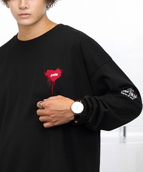 Ammie(アミー)の「ワイドシルエット ワンポイント刺繍 長袖Tシャツ(Tシャツ/カットソー・メンズ・ブラック系その他/ホワイト系その他4/ブラック系その他2/ブラック系1/ブラック系2・M/L)」の18枚目の写真
