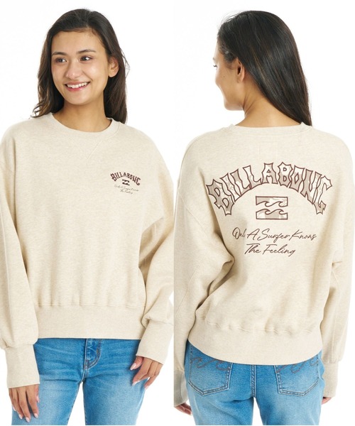 BILLABONG(ビラボン)の「BILLABONG ウィメンズ APPLIQUE MEDIUM LOOSE CREW トレーナー 【LOOSE CROPPED】【2026年秋冬モデル】/ビラボンスウェット(スウェット・レディース・オートミール/ブルー系その他/オフホワイト・LARGE/MEDIUM)」の2枚目の写真