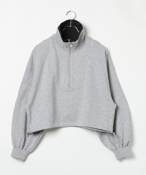 LEPSIM(レプシィム)の「レイヤーハーフZIPショートプルオーバー 1077759(Tシャツ/カットソー・レディース・チャコールグレー/ライトブルー/グレー・FREE)」の1枚目の写真