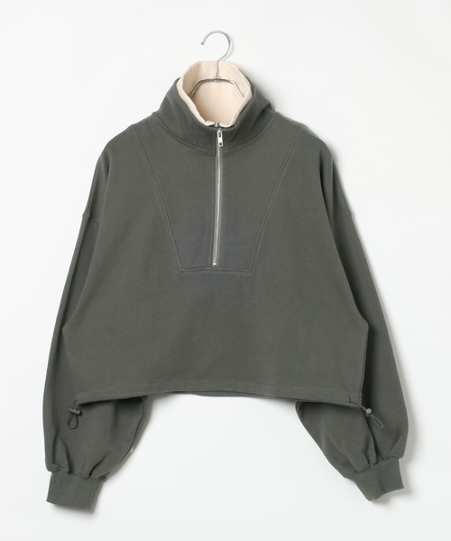 LEPSIM(レプシィム)の「レイヤーハーフZIPショートプルオーバー 1077759(Tシャツ/カットソー・レディース・チャコールグレー/ライトブルー/グレー・FREE)」の2枚目の写真