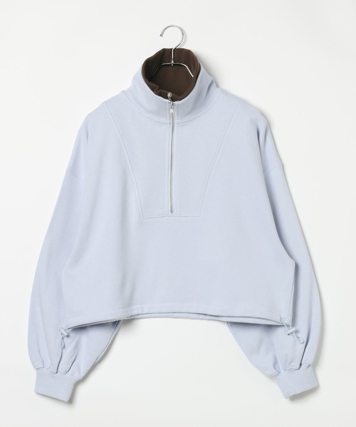 LEPSIM(レプシィム)の「レイヤーハーフZIPショートプルオーバー 1077759(Tシャツ/カットソー・レディース・チャコールグレー/ライトブルー/グレー・FREE)」の3枚目の写真