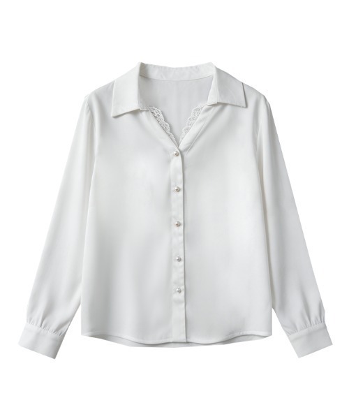 LUCPY(ラクピー)の「レースレイヤードシャツブラウス(シャツ/ブラウス・レディース・ホワイト・X-LARGE/LARGE/MEDIUM/SMALL)」の5枚目の写真