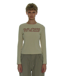 93 スタディッドプリンテッドロングスリーブTシャツ_クリーム